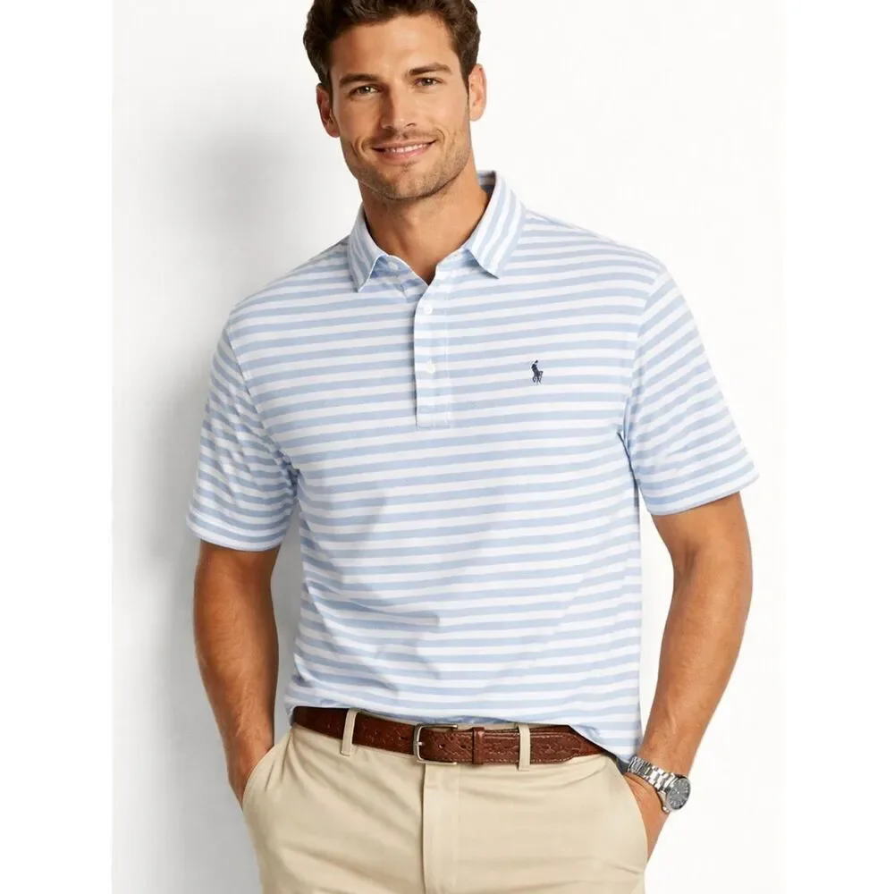 Ralph Lauren Light Blue & White Striped Polo Shirt